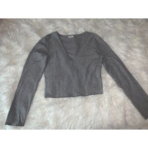 Fashion Nova Long Sleeve Top Grey